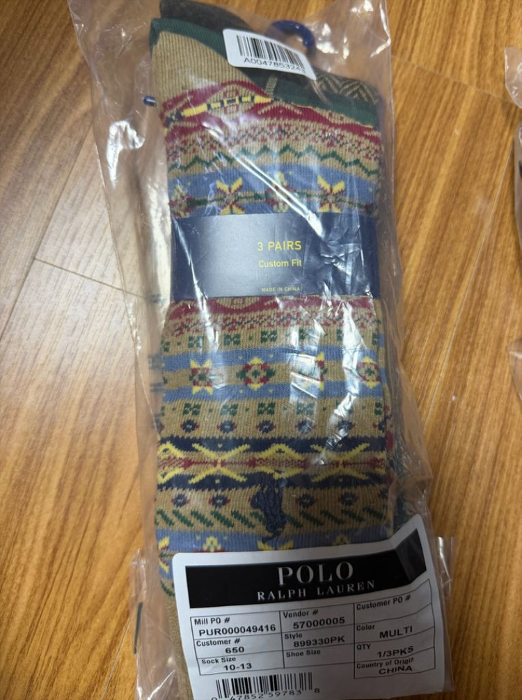 폴로 랄프로렌 아가일 코튼 블렌드 양말 3팩 새제품--1