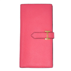 에르메스 베안 소플렛 딥로즈 핑크 쉐브레 마이소르 금장 장지갑 X각인 카드포켓 5개