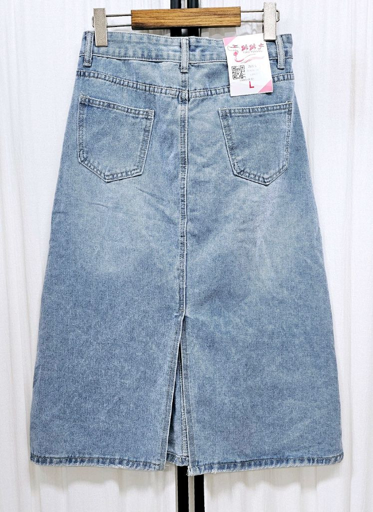 (택새상품)플라워자수 롱데님스커트 청치마--1