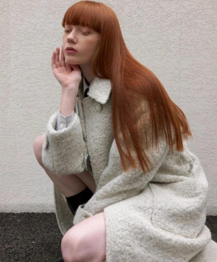 마론에디션 멜란지 부클 벨티드 울 롱 코트/L 이미지