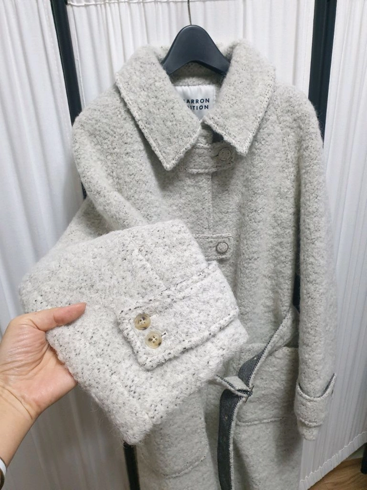 마론에디션 멜란지 부클 벨티드 울 롱 코트/L 이미지