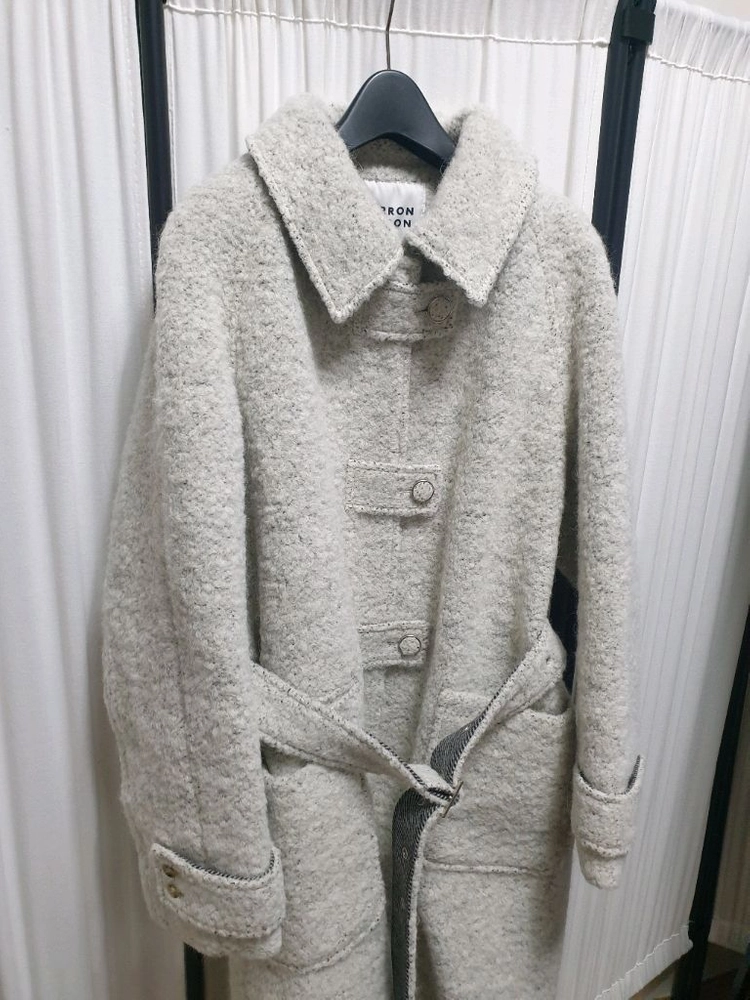 마론에디션 멜란지 부클 벨티드 울 롱 코트/L 이미지