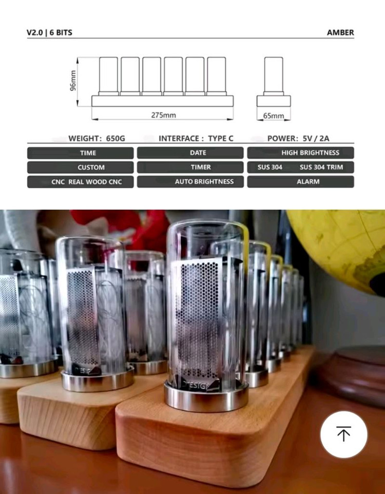 레트로 튜브 탁상 시계 장식품 이미지