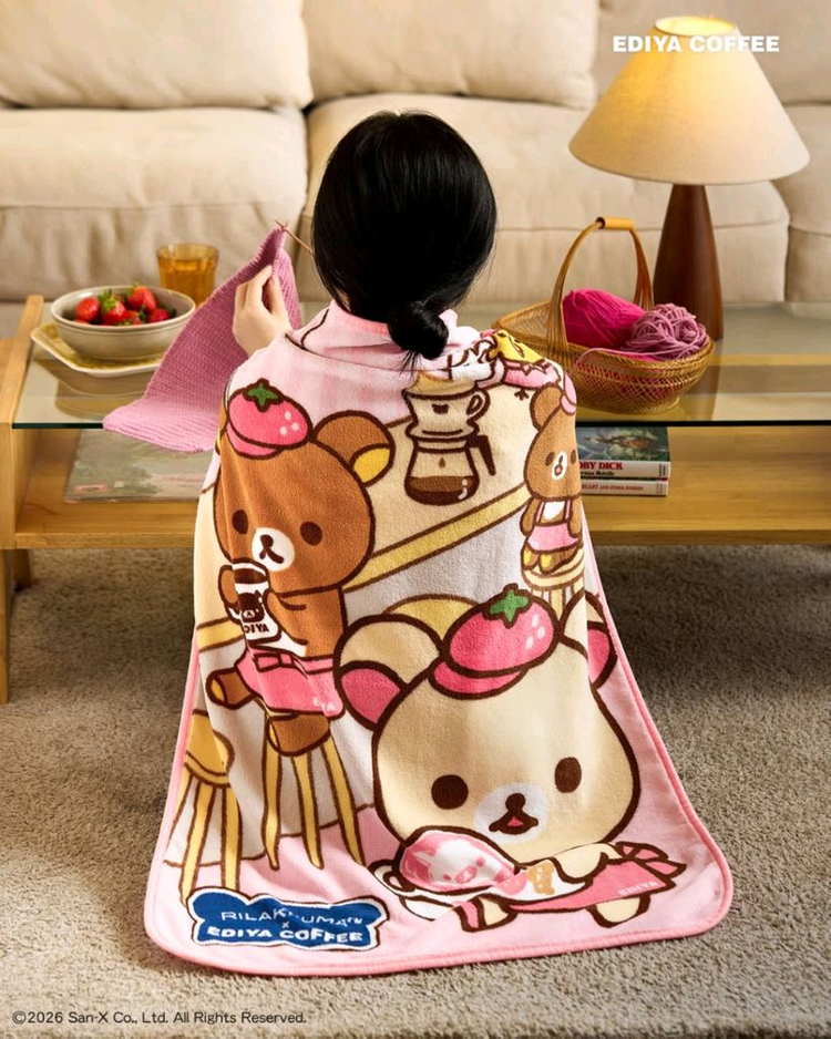 이디야 리락쿠마 블랭킷 담요 코리락쿠마 차이로이코구마 키이로이토리 이미지