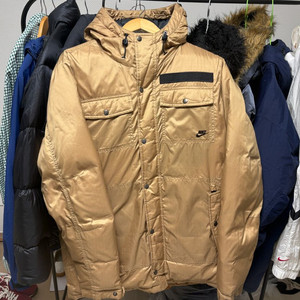 나이키 남성 후드 구스다운 패딩 M 베이지