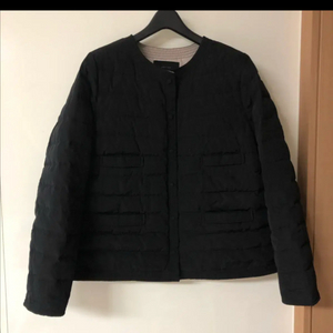 제평 호지안 라운드 경량 덕다운 패딩 노카라 블랙 검정 66 여자 여성 간절기 타임마인한섬