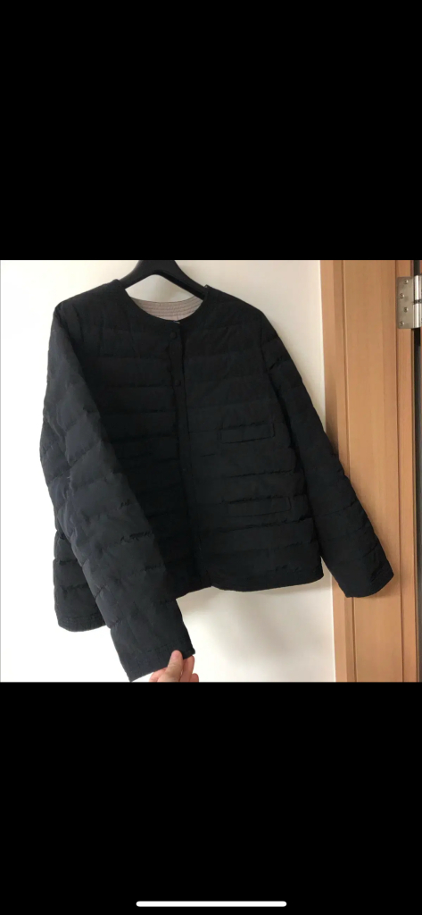 제평 호지안 라운드 경량 덕다운 패딩 노카라 블랙 검정 66 여자 여성 간절기 타임마인한섬--8