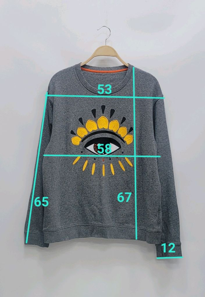 KENZO 겐조 빅아이 자수 로고 맨투맨 스웻셔츠 / 남 S 그레이--9