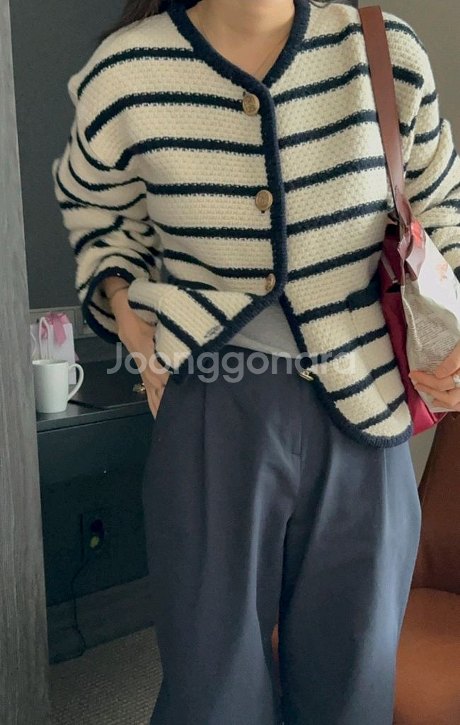 5kp 오케플 셀 스트라이프 니트 가디건 새제품--1