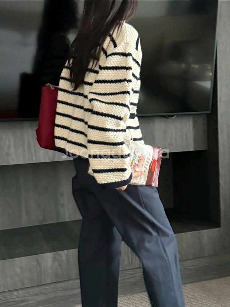 5kp 오케플 셀 스트라이프 니트 가디건 새제품--3