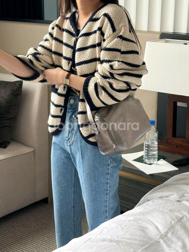 5kp 오케플 셀 스트라이프 니트 가디건 새제품--4