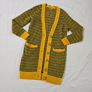 [s] 겐조 국내 수입 정품 여성 옐로우 패턴 롱 니트 가디건