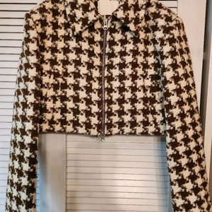 하운드체크 트위드 숏집업 쟈켓 브라운 free