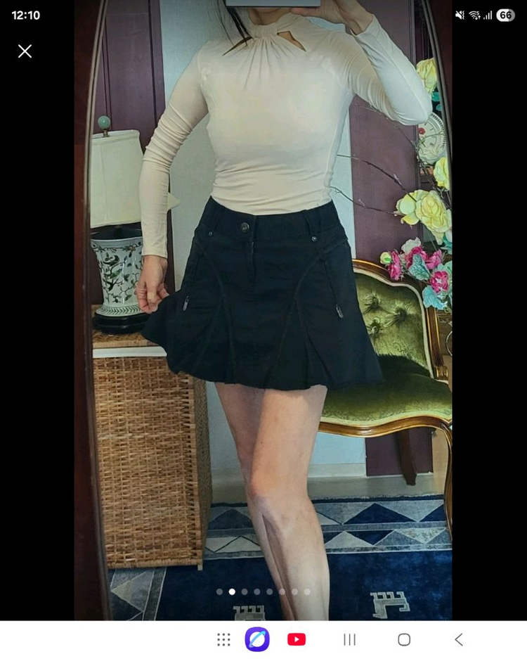 아르마니 익스체인지 AX 하이웨이스트 나팔 스컷--1