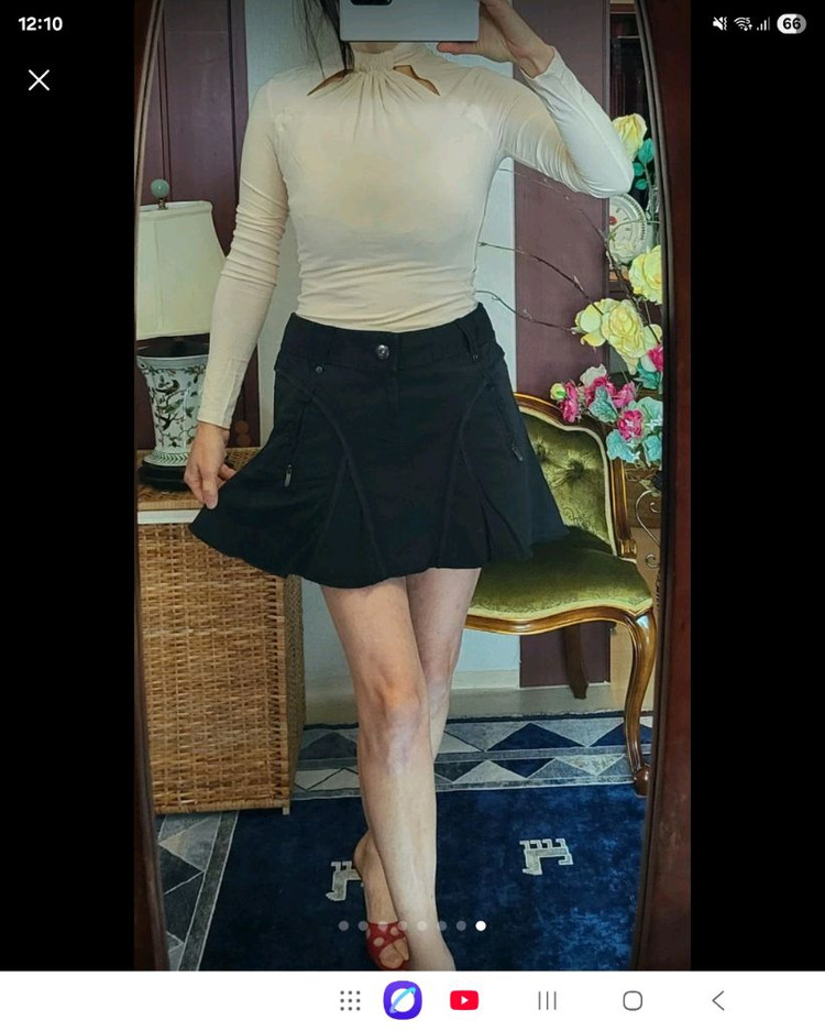 아르마니 익스체인지 AX 하이웨이스트 나팔 스컷--7