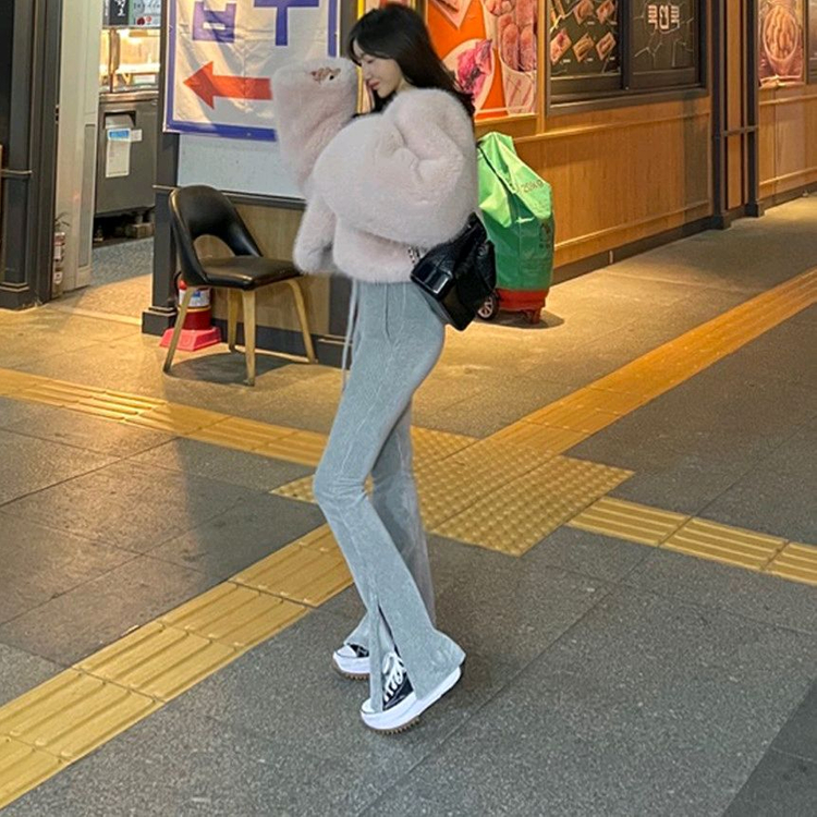 벨벳 골덴 부츠컷 롱 팬츠 스판 밴딩 바지--1