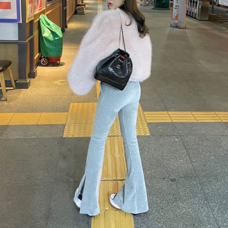 벨벳 골덴 부츠컷 롱 팬츠 스판 밴딩 바지--2