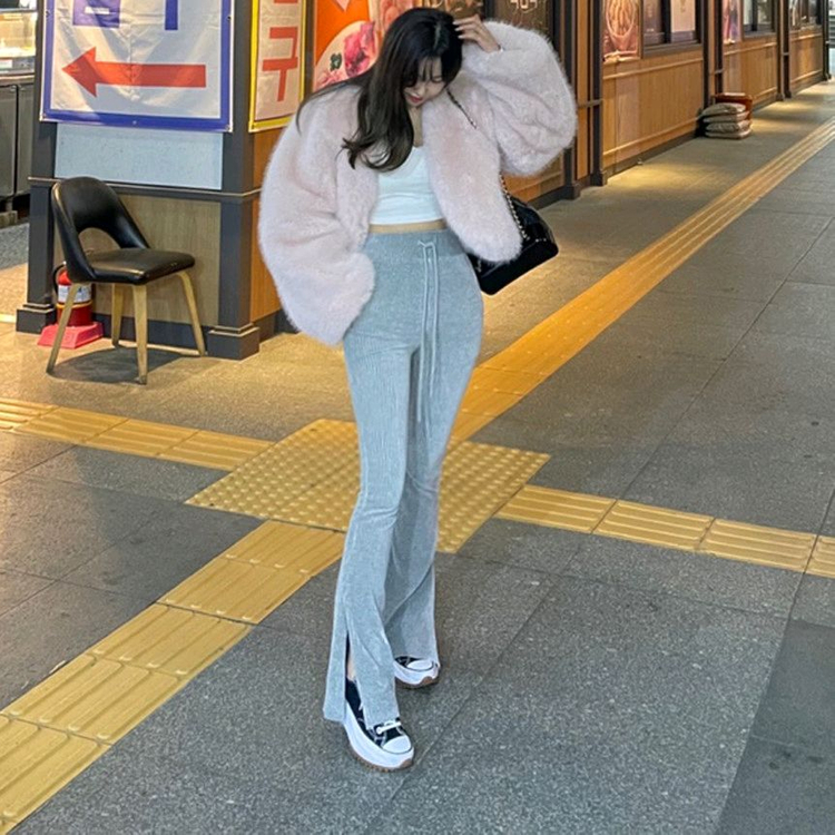 벨벳 골덴 부츠컷 롱 팬츠 스판 밴딩 바지--4