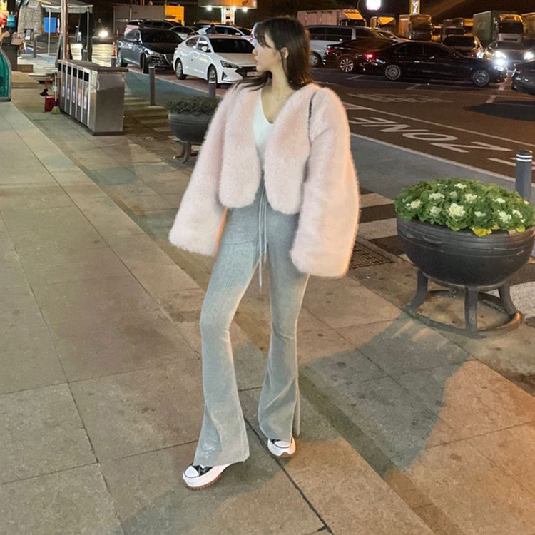 벨벳 골덴 부츠컷 롱 팬츠 스판 밴딩 바지--5