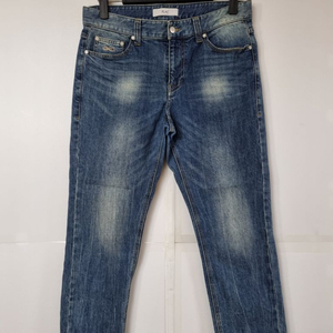 34)플랙진 가죽패치 워싱 스판 스트레이트 일자청바지