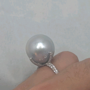 회색 남양진주 반지