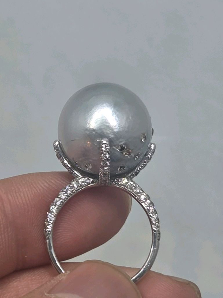 회색 남양진주 반지--2