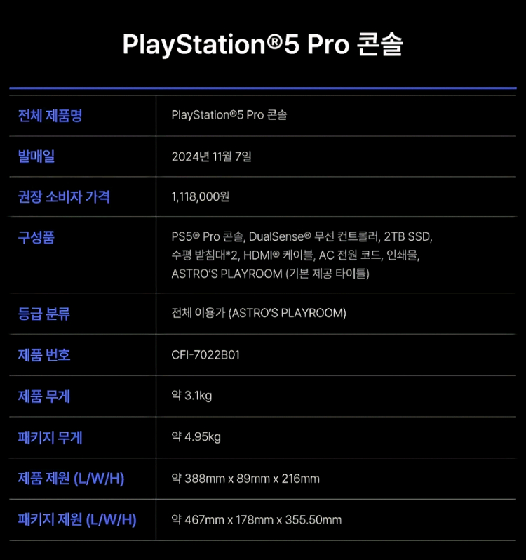 플레이스테이션5 프로 PS5 PRO 콘솔 미개봉 새상품--4