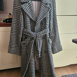 베네통 체크 더블코트