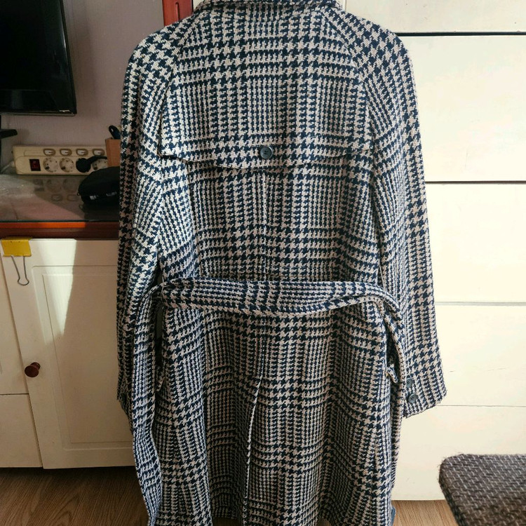 베네통 체크 더블코트--3