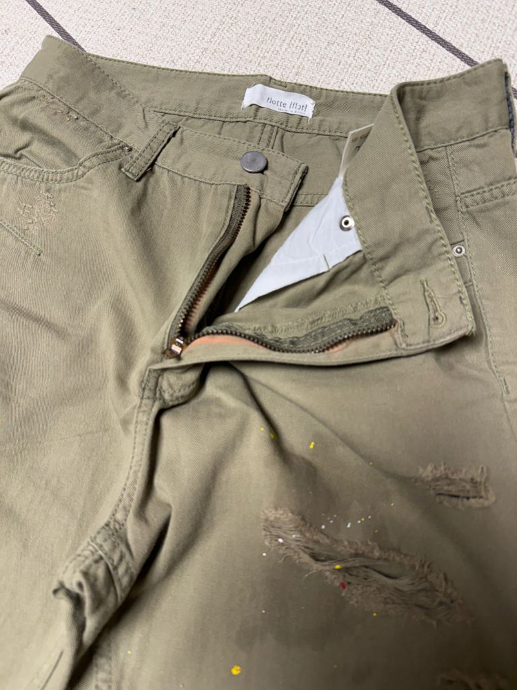 리본타이 빈티지 팬츠/면바지/더티팬츠/빈티지진/카키색바지/여자바지 이미지