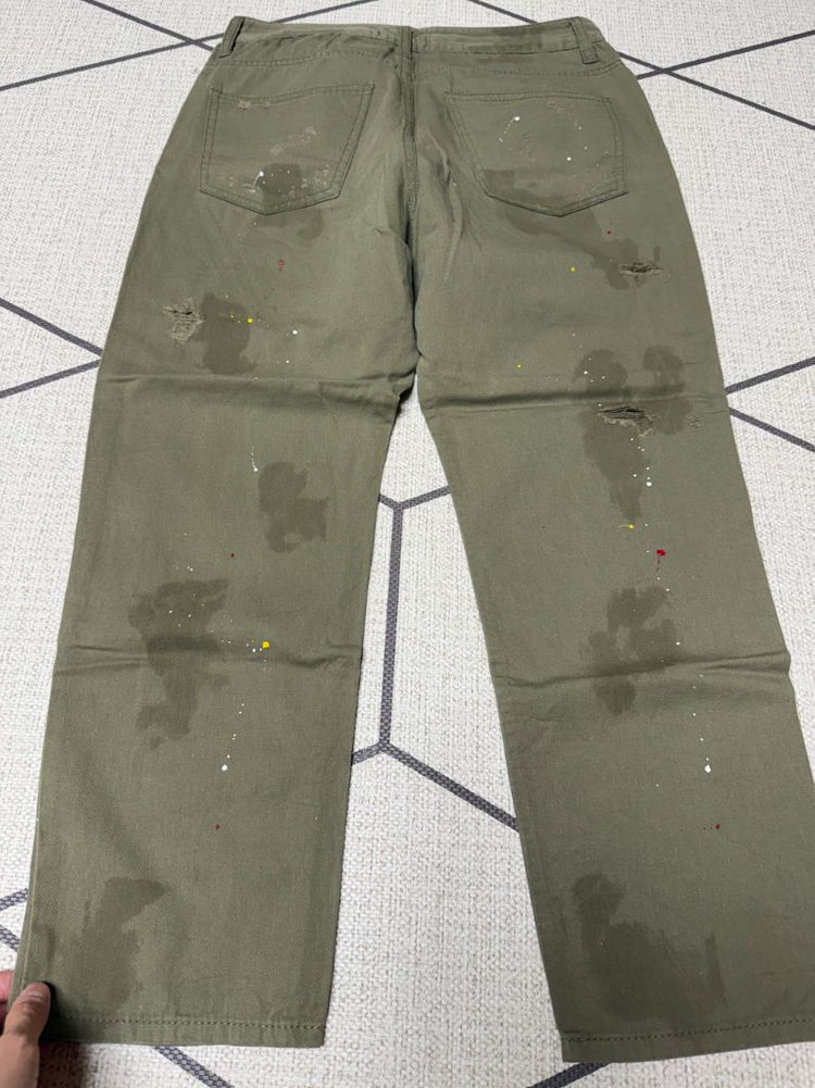 리본타이 빈티지 팬츠/면바지/더티팬츠/빈티지진/카키색바지/여자바지 이미지