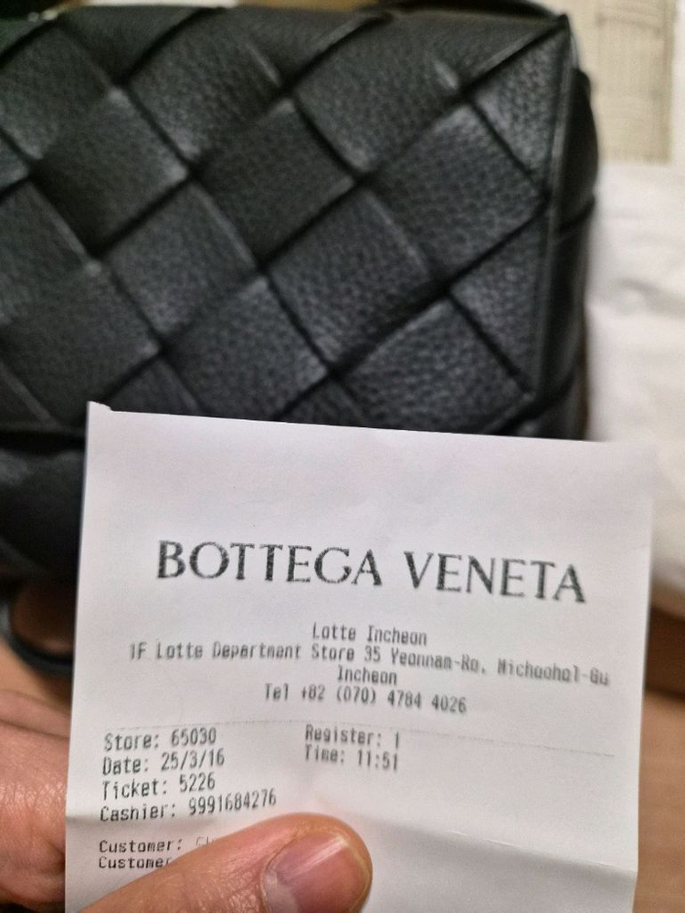 보테가 베네타 디아고 스몰 블랙 카세트백 블랙 1번 30분사용 착 구성품 모두 롯데 2025 3월구입 영수증--4