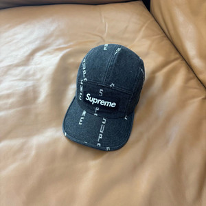 슈프림 캠프캡 모자 박스로고 데님 블랙