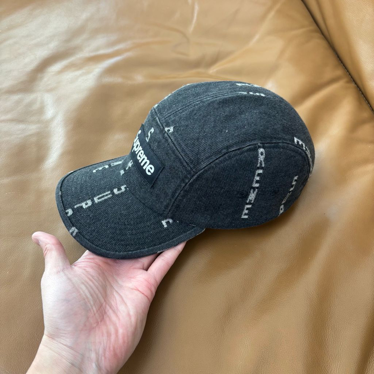 슈프림 캠프캡 모자 박스로고 데님 블랙--3