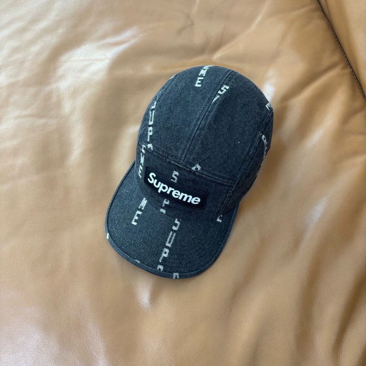 슈프림 캠프캡 모자 박스로고 데님 블랙--4