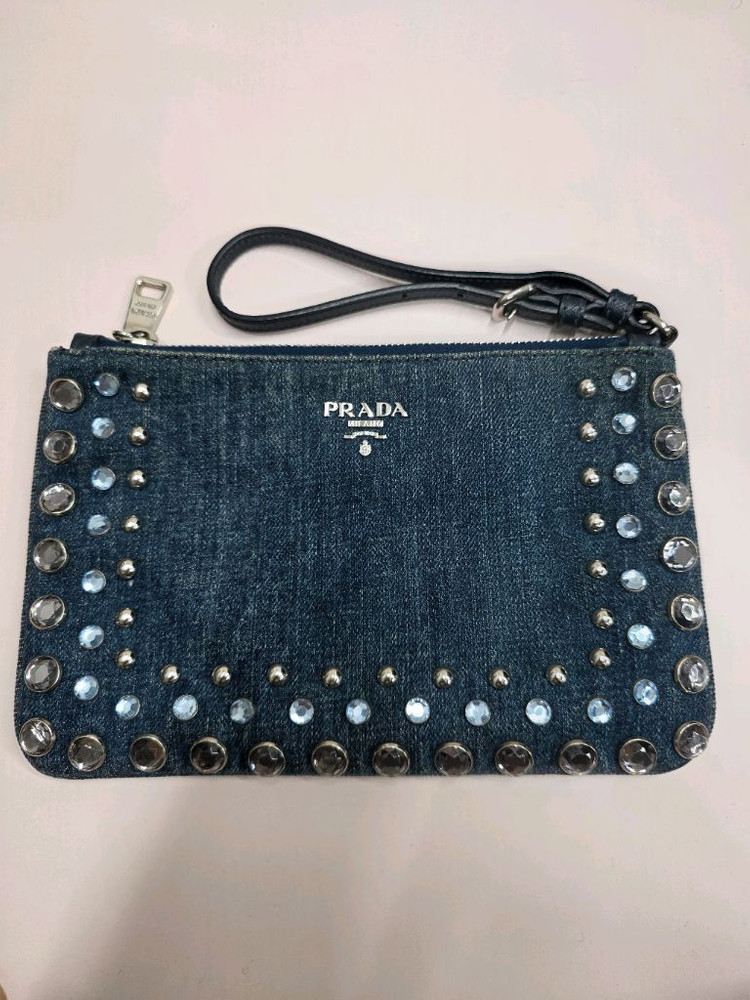 프라다 데님 클러치백--1