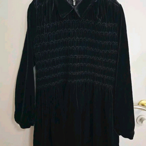 블랙 벨벳 진주 원피스 이미지