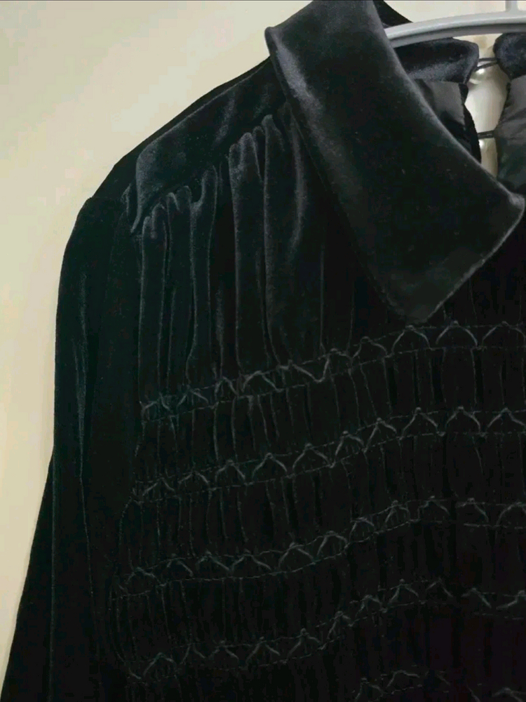 블랙 벨벳 진주 원피스 이미지