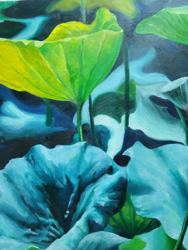 연꽃 유화그림 30호 이미지