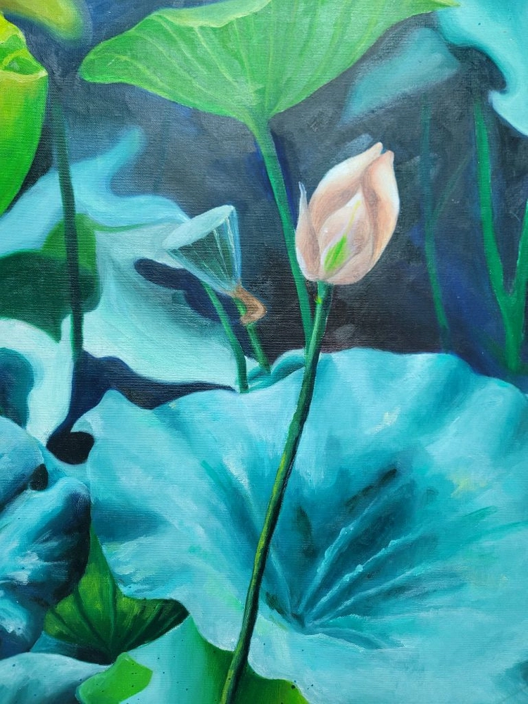 연꽃 유화그림 30호 이미지