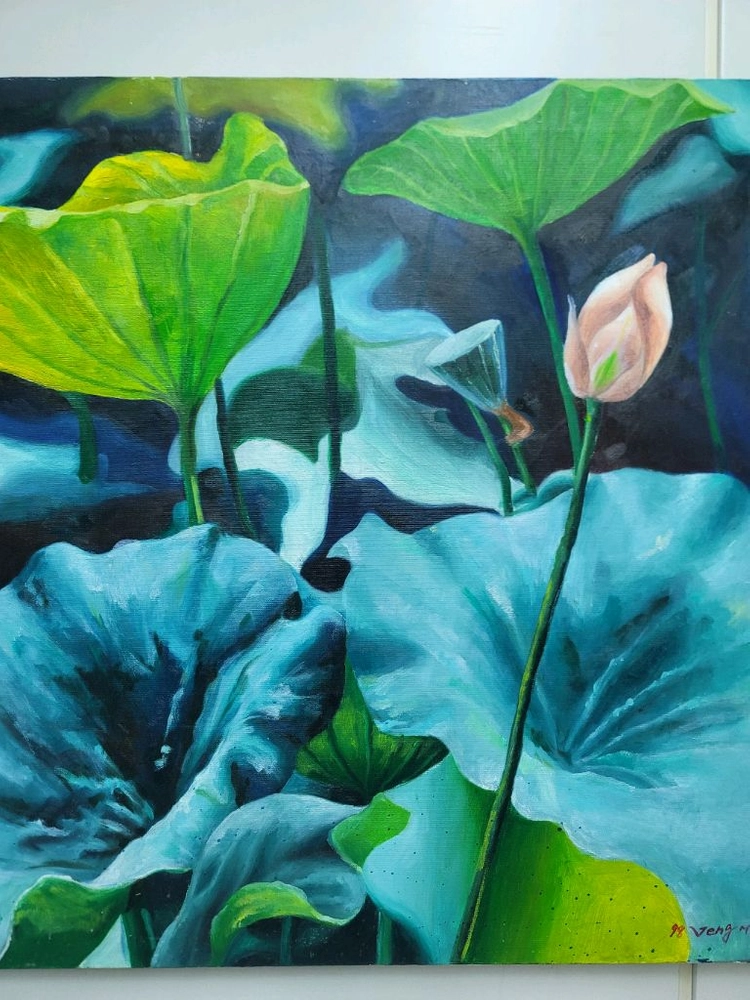 연꽃 유화그림 30호 이미지