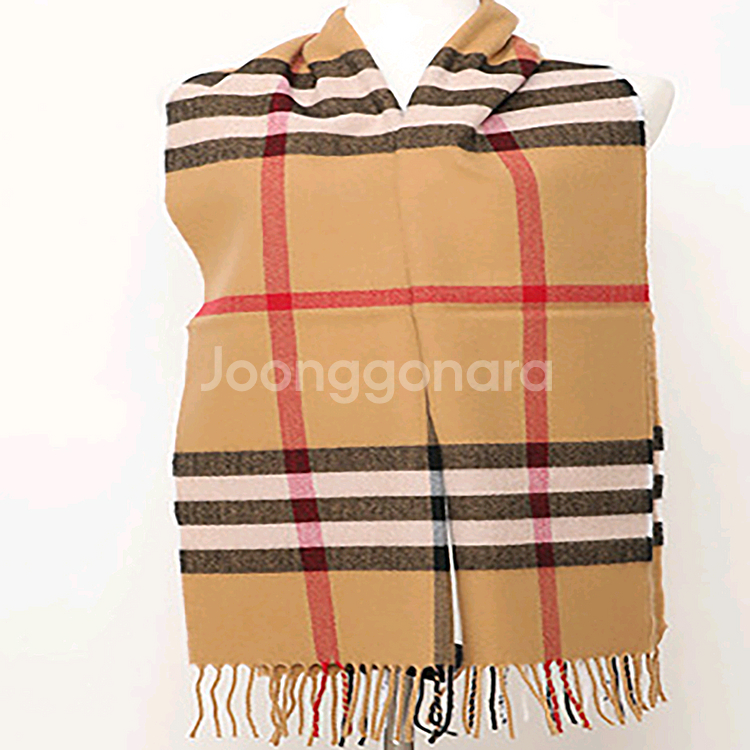 버버리 캐시미어 100프로 머플러 40x197 카멜--4