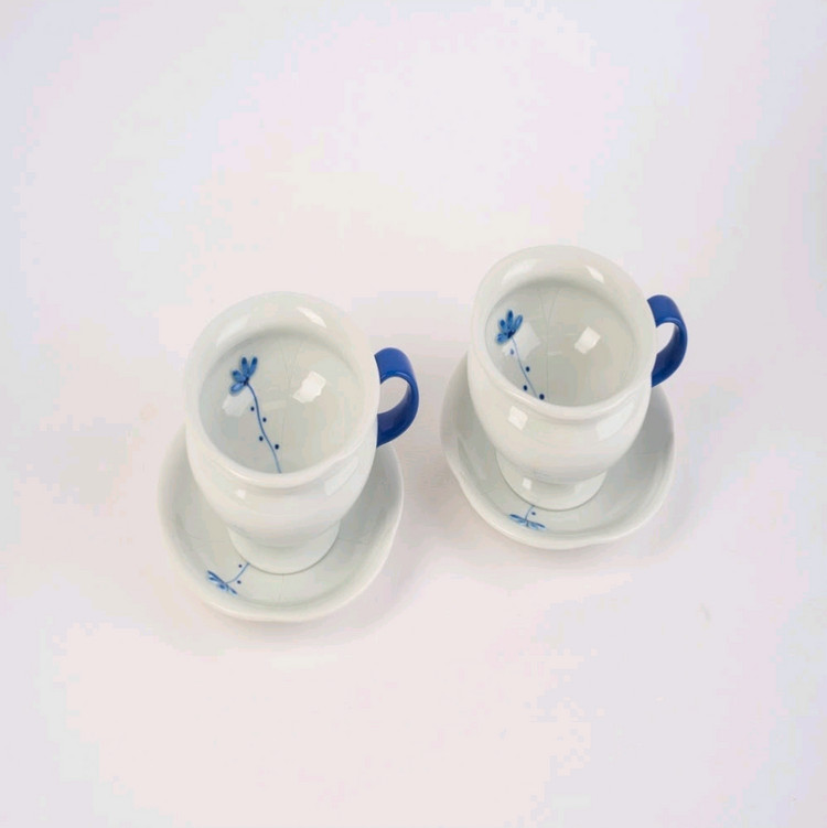 김해 도자기 백자 2인 다기 세트 (찻잔 커피잔 선물세트)--1