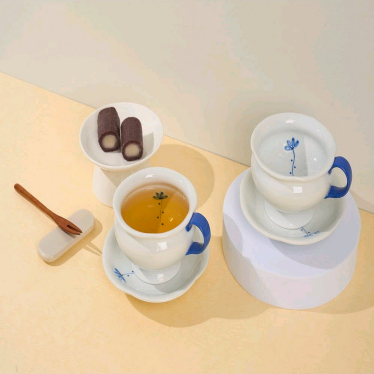 김해 도자기 백자 2인 다기 세트 (찻잔 커피잔 선물세트)--2