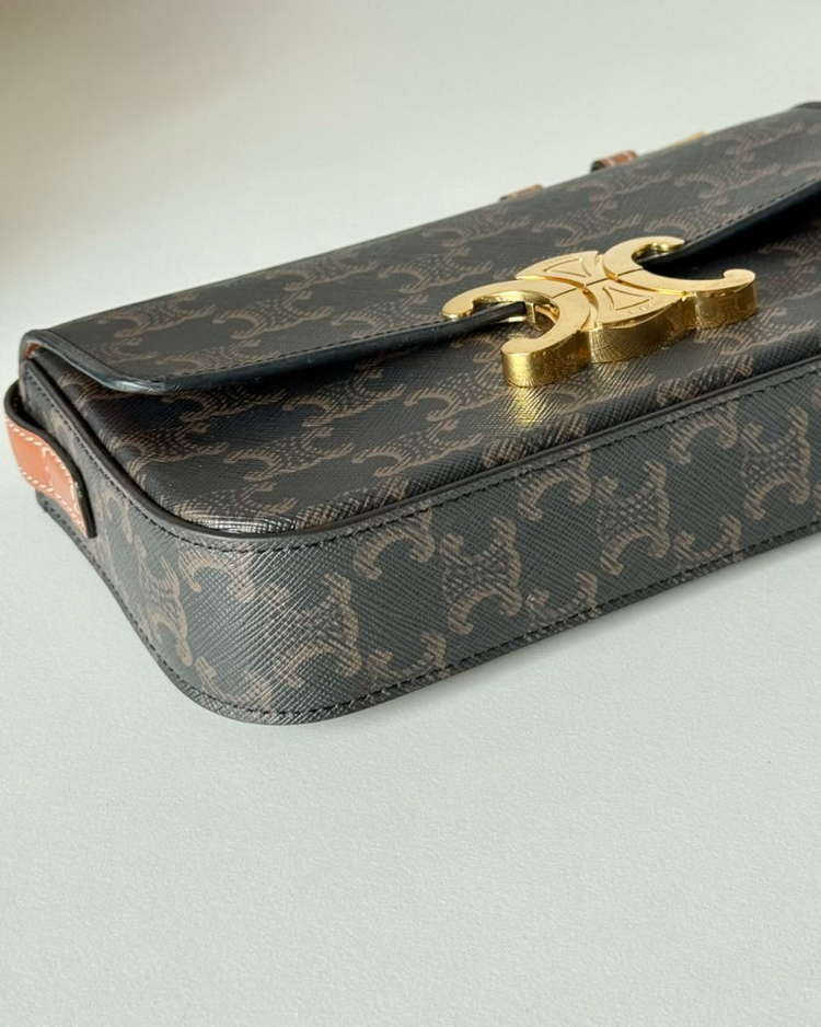 셀린느 클로드 숄더백 트리옹프 탄--3