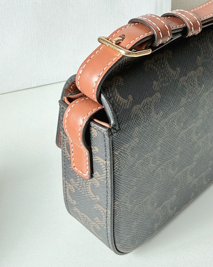 셀린느 클로드 숄더백 트리옹프 탄--6