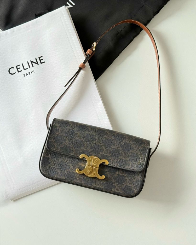 셀린느 클로드 숄더백 트리옹프 탄--8