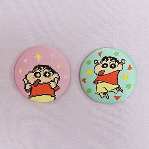 짱구 자수 캔뱃지 핑크/민트 2종