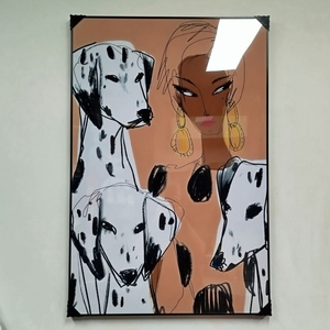 샤넬 감성 명품여인 유화 반려동물 캐릭터 대형 그림액자 그림 액자 팝아트 인테리어소품 명품그림 명품액자 꽃 선물