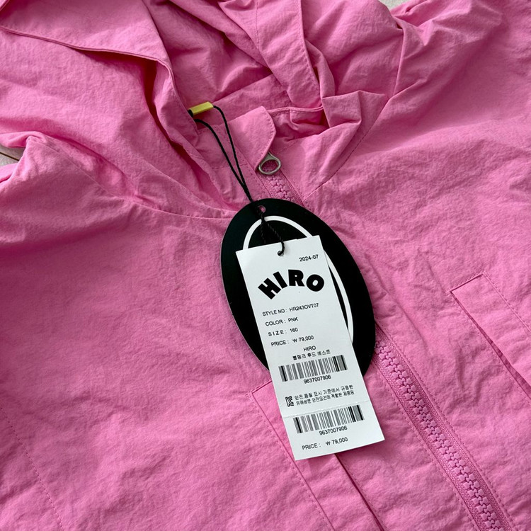 [새상품] 히로 블랭크 후드 베스트 PINK 160 + 라인 니삭스 L 이미지
